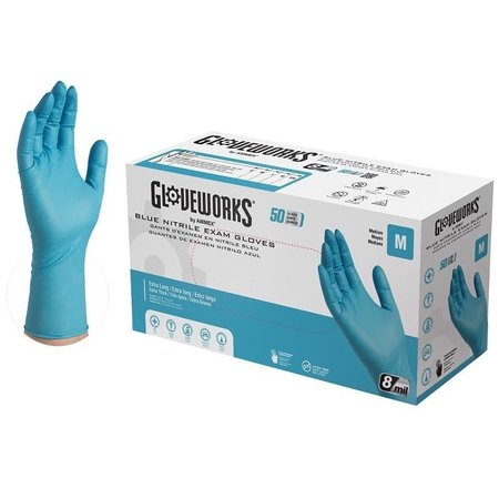 AMMEX Nitrile Disposable Gloves, 7 mil Palm Thickness, Nitrile, Powder-Free, M GPNHD64100